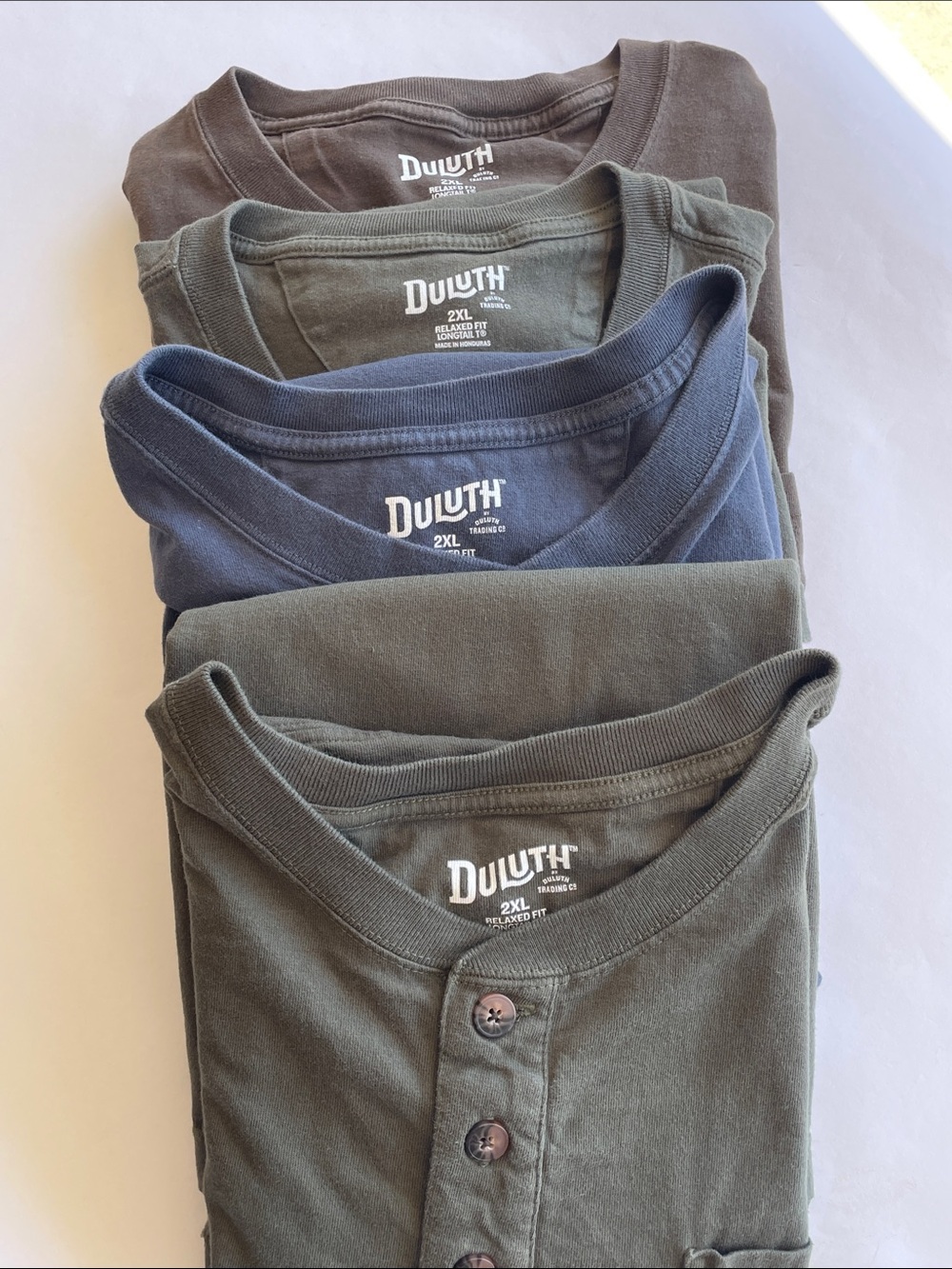 Duluth Trading Co Olive Short-Sleeve Henley with Pocket